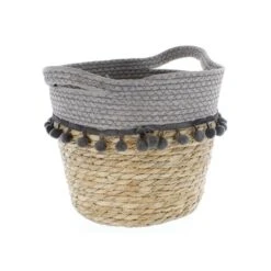 Korb Braun/grau - Aus Stroh Und Papierseil - Ca. 25/34x20 Cm