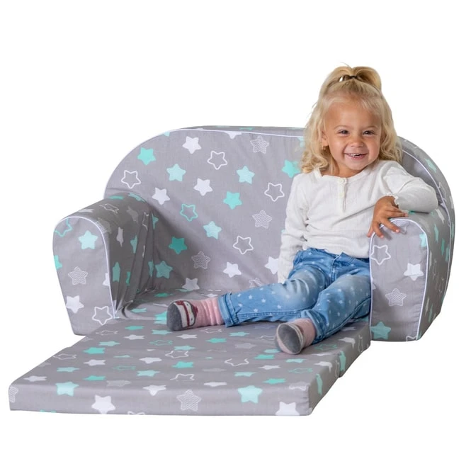 Besttoy - Kindersofa - Sterne - Grau/weiß/türkis