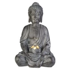 Buddha Mit Solar LED - Aus Polyresin - Ca. 19 X 15 X 30 Cm