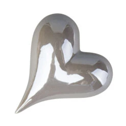 Deko Herz Geschwungen - Grau - Aus Keramik - Ca. 9 X 8 X 4 Cm