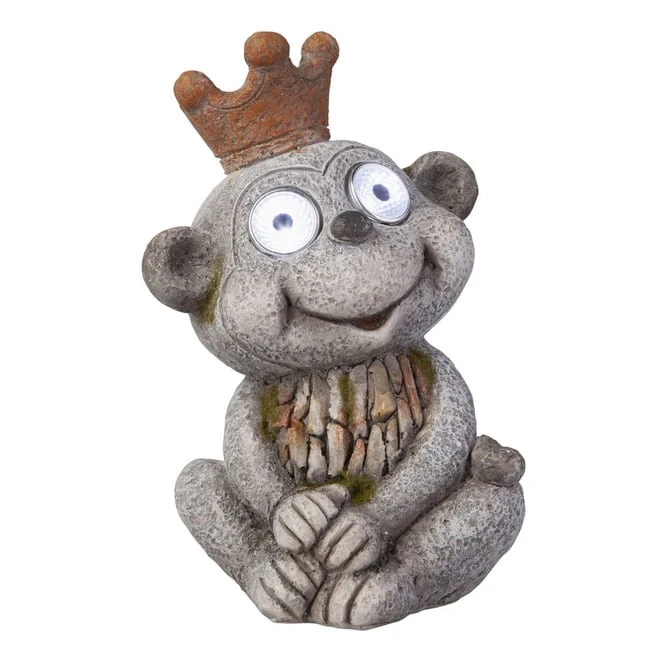 Affe Mit Krone - Mit Solar LED - Aus Polyresin - Ca. 14 X 11 X 20,5 Cm - Image 2