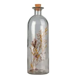 Flasche Mit Trockenblumen - Aus Glas - Ca. 5,5 X 17 Cm