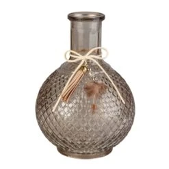 Vase Mit Dekoband - Bauchig - Aus Glas - Ca. 13 X 18 Cm