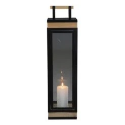 Laterne - Aus Holz Und Metall - Ca. 17,5 X 17 X 67 Cm