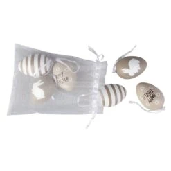 Dekohänger Ostereier - Happy Easter - Aus Kunststoff - Ca. 6 X 4 Cm - 6 Stück