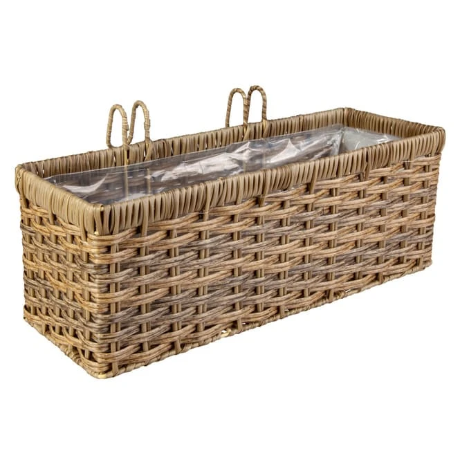 Hängepflanzkorb - Grau/braun - Aus Kunststoffrattan - Ca. 39 X 14 X 14 Cm