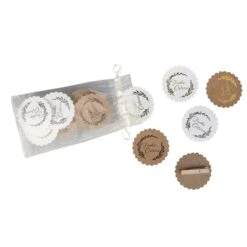 Geschenkclips - Frohe Ostern - Aus Holz Und Papier - ø Ca. 6,2 Cm - 12 Stück