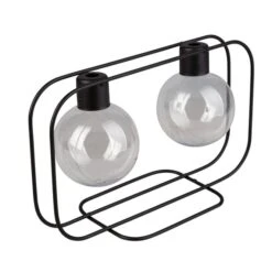 Doppelvase In Kugelform - Schwarz - Aus Metall Und Glas - Ca. 25,5 X 9,5 X 15 Cm