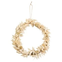 Ruscus-Kranz Zum Hängen - Gebleicht - Ø Ca. 20 Cm
