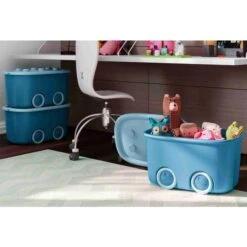 Keter KIS - Ordnungsbox Mit Rollen - Funny Box - Blau - 46 L