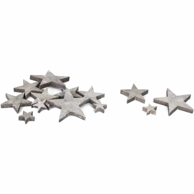 Streudeko - Aus Holz - Sterne - Grau
